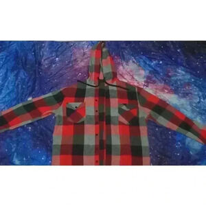 Revess flannels Hooded shirt men s size Small red/black